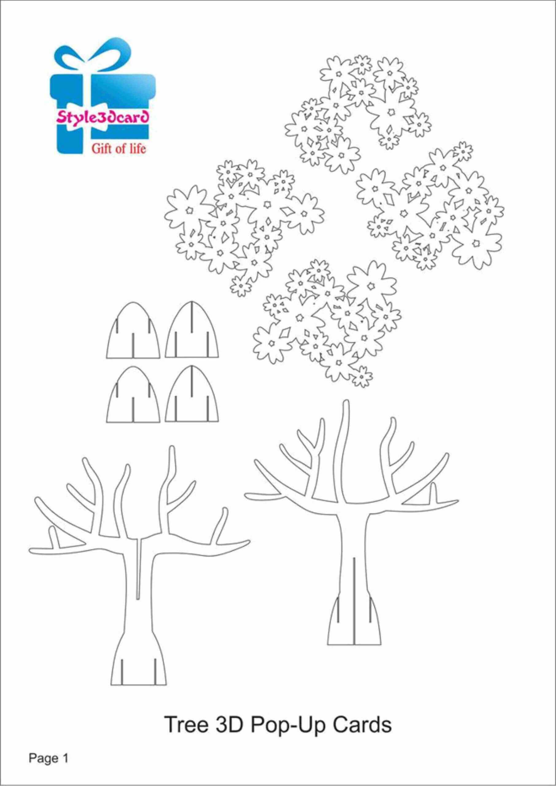 Tree 3D Pop Up Card/ Kirigami Pattern 1 | Pop Up Card Inside Wedding Pop Up Card Template Free