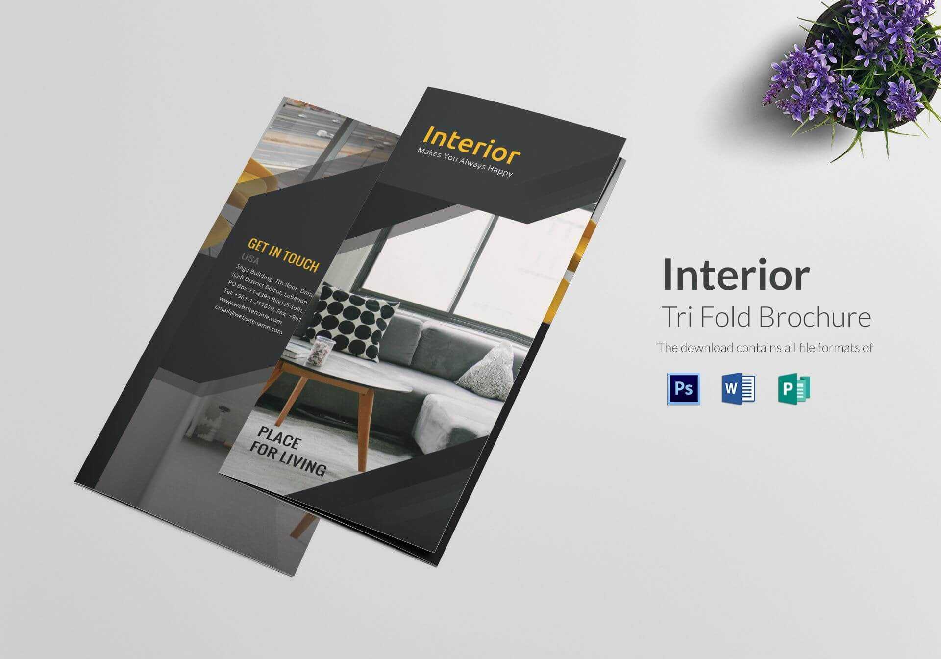 Tri Fold Interior Brochure Template | Brochure Design Pertaining To Architecture Brochure Templates Free Download