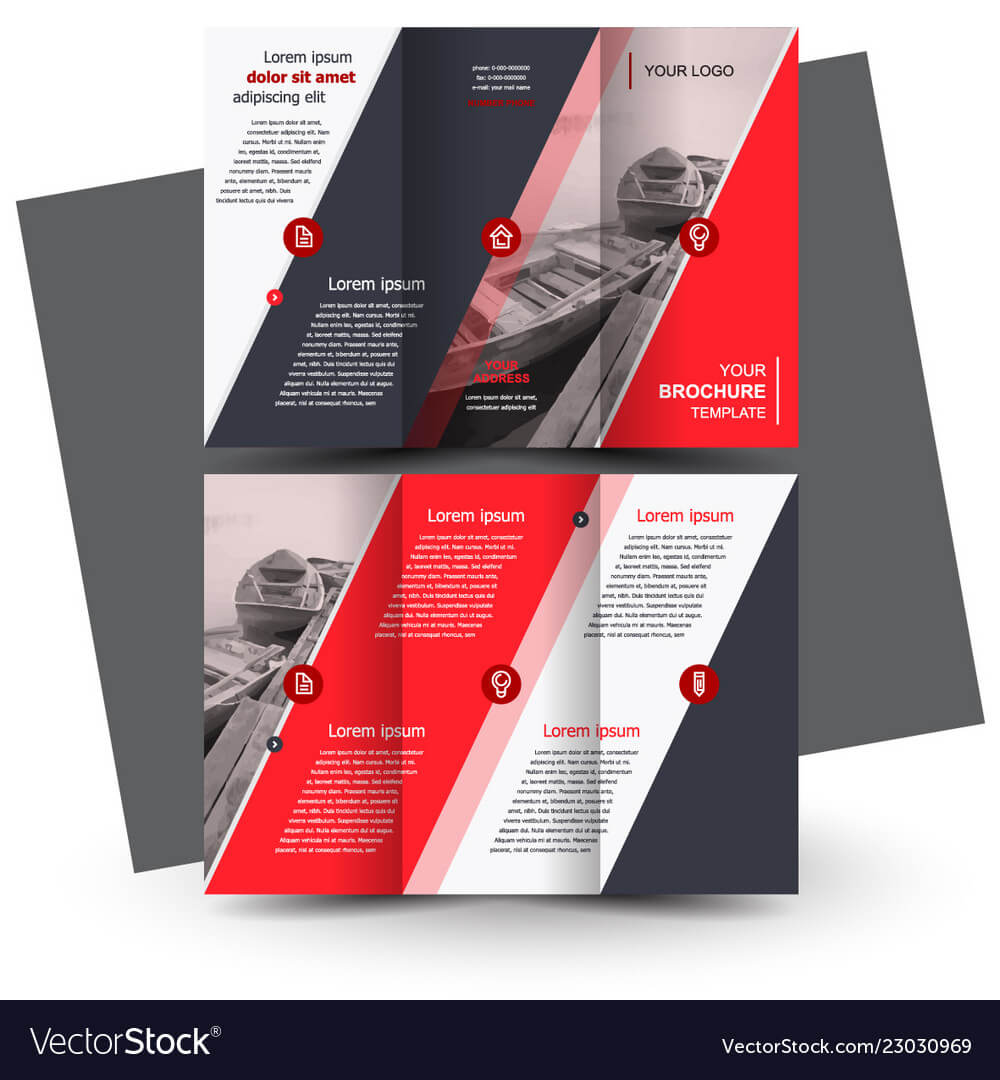 Tri Fold Red Brochure Design Template Intended For Tri Fold Brochure Template Illustrator Free