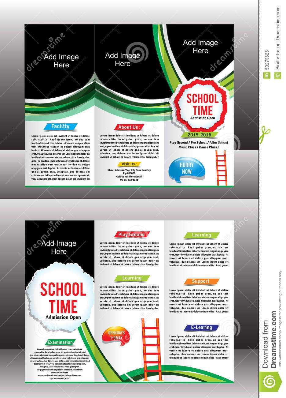 Tri Fold School Brochure Template Stock Vector In Tri Fold School Brochure Template