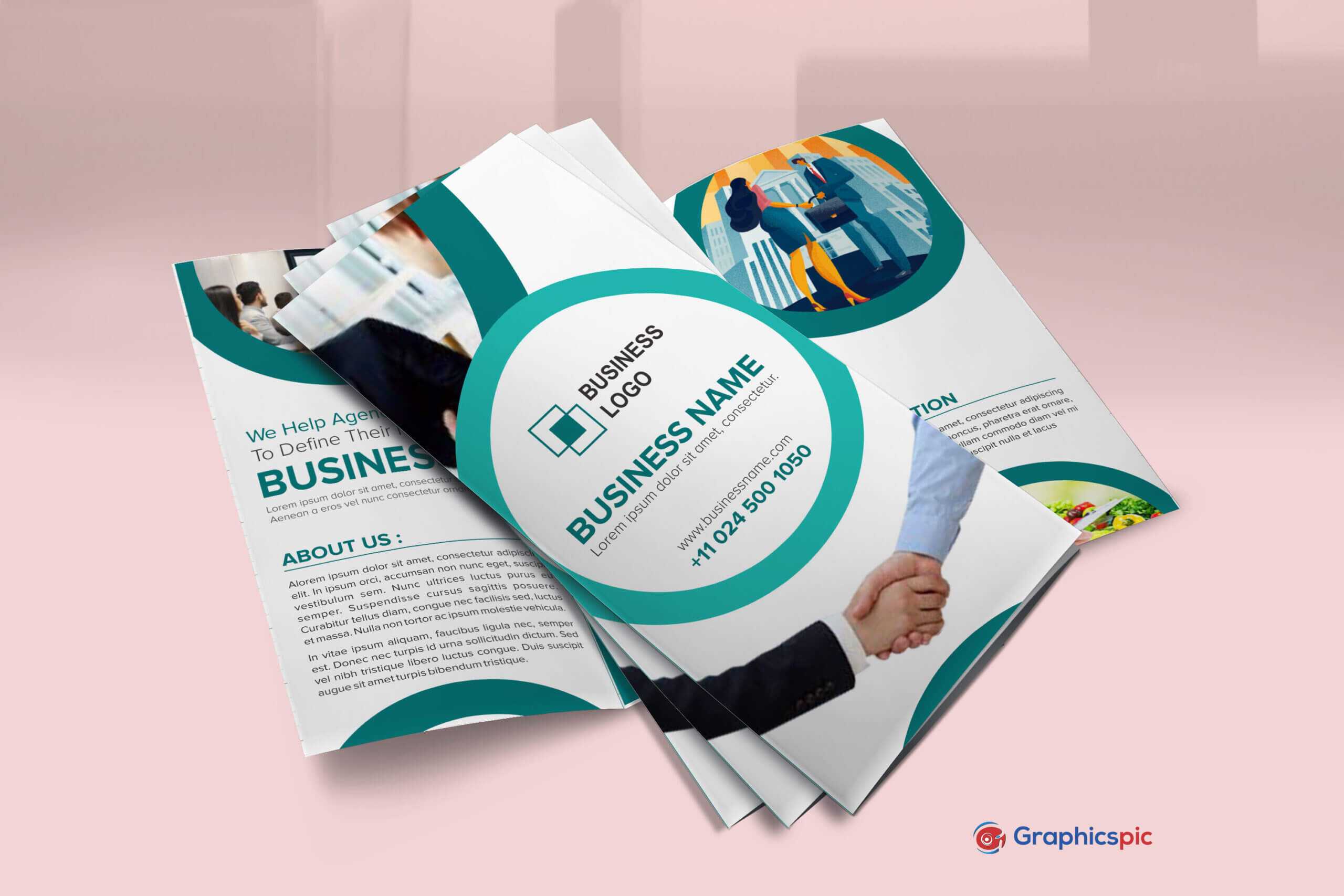 Trifold Business Brochure Template – Free Vector – Graphics Pic With Free Tri Fold Business Brochure Templates