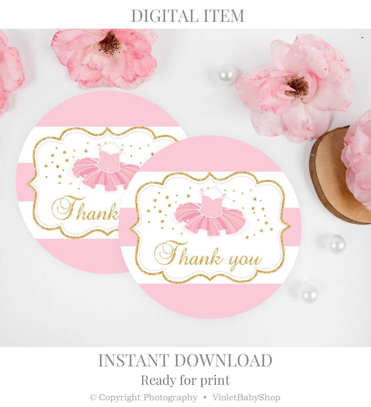 Tutu Excited Thank You Tag Template Printable Baby Shower Inside Thank You Card Template For Baby Shower