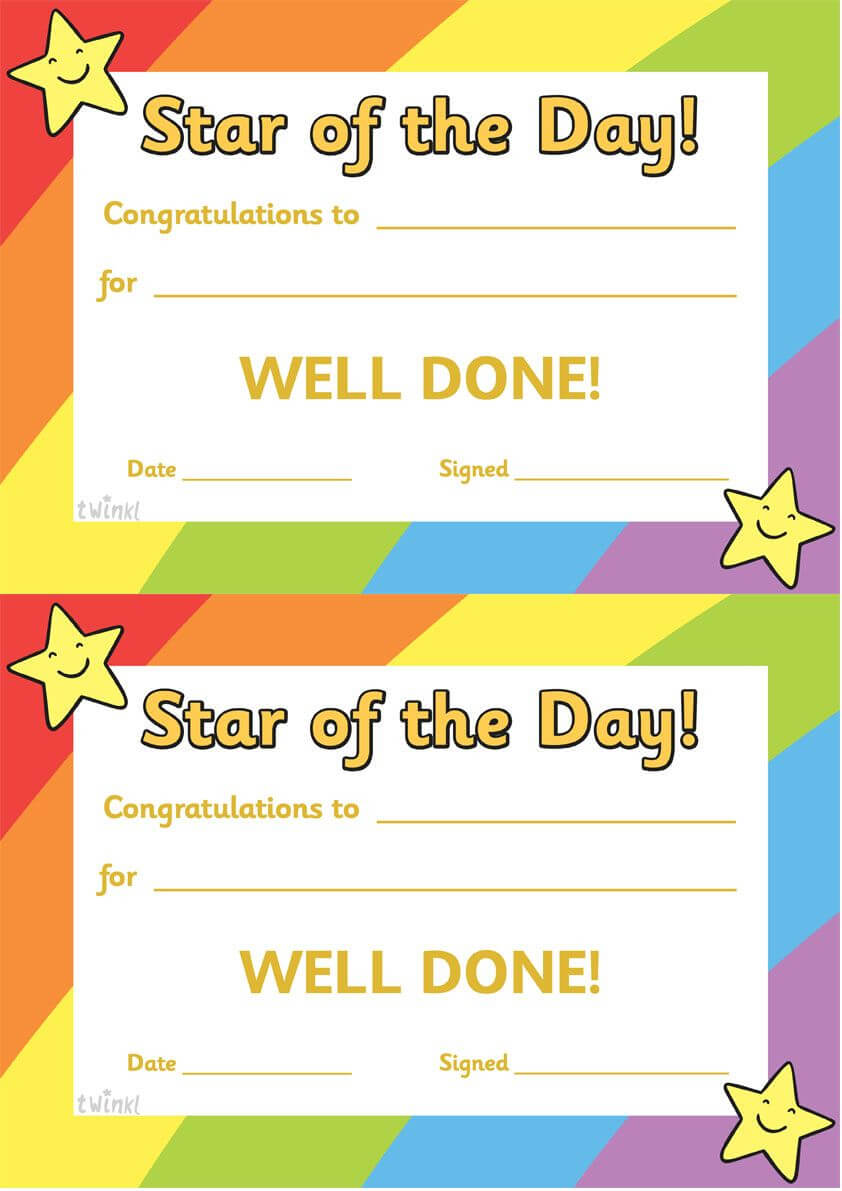 Twinkl Resources >> Star Of The Day >> Thousands Of Intended For Star Of The Week Certificate Template