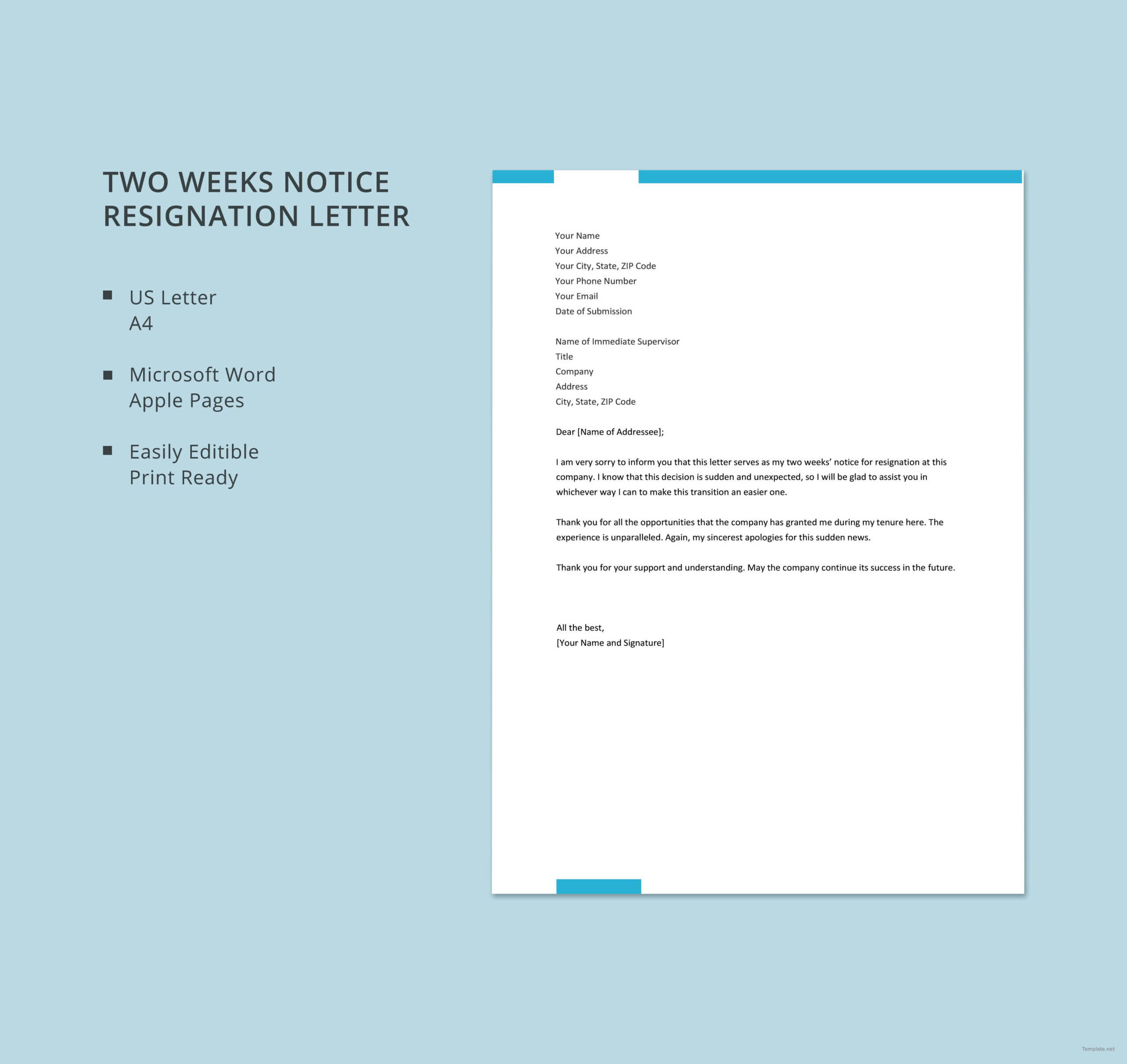 Two Weeks Notice Template Word – C Punkt Intended For 2 Weeks Notice Template Word