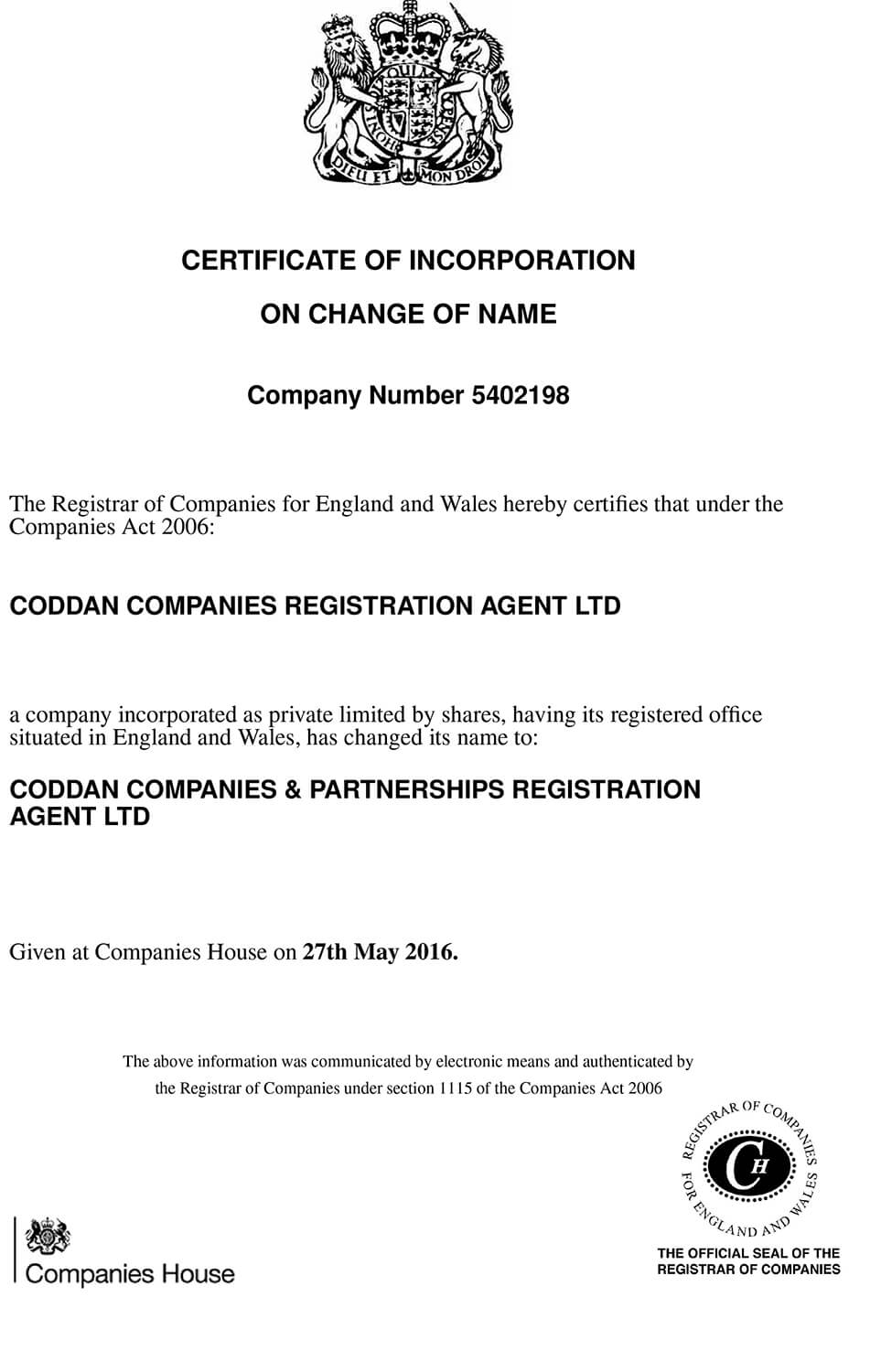 Uk About Company Registration Agent | About Coddan Company Regarding Share Certificate Template Companies House