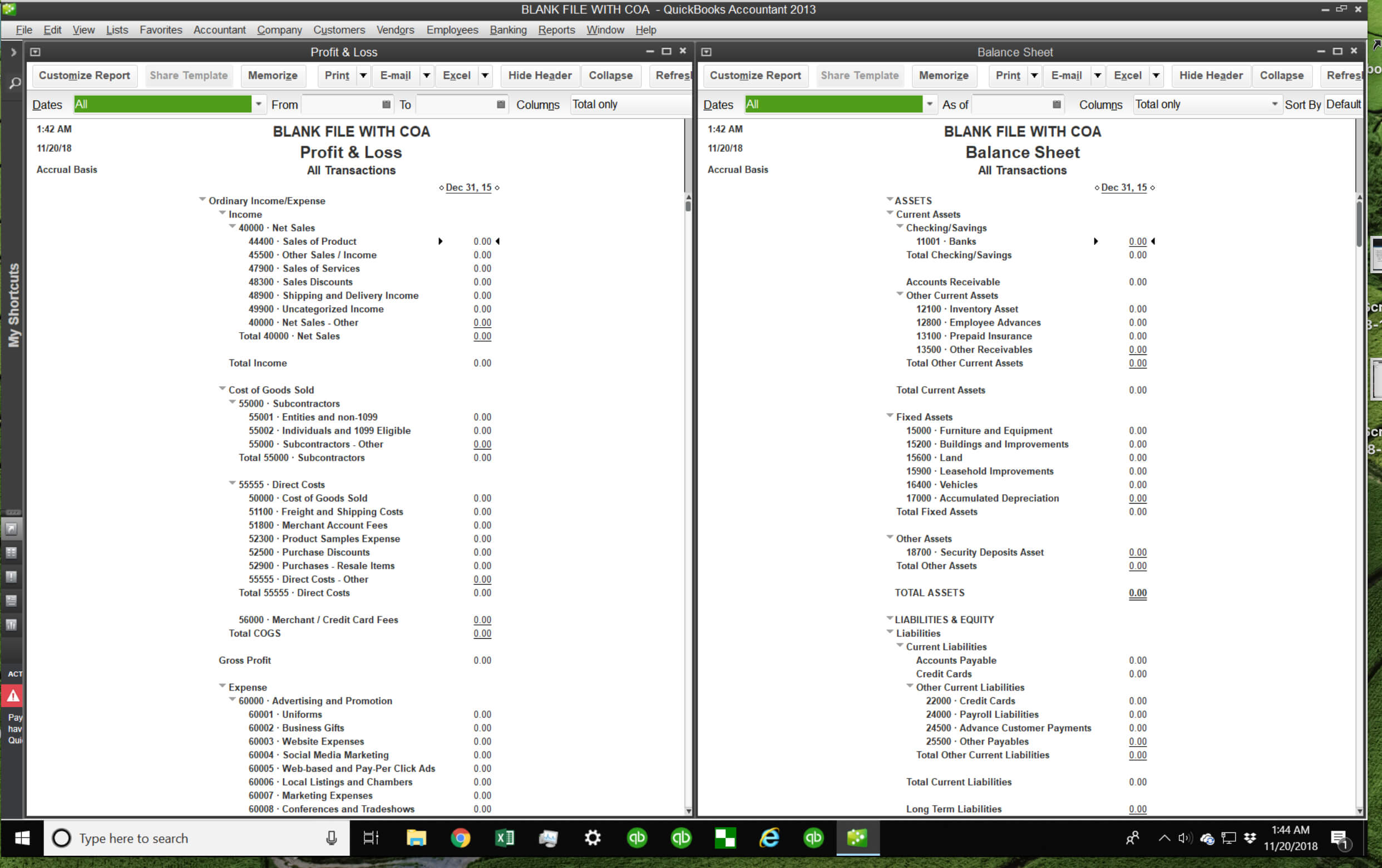 Ultimate Chart Of Accounts For Quickbooks Online And Desktop Intended For Quick Book Reports Templates