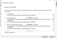 Unable To Request New Certificate From Nps Server for Domain Controller Certificate Template