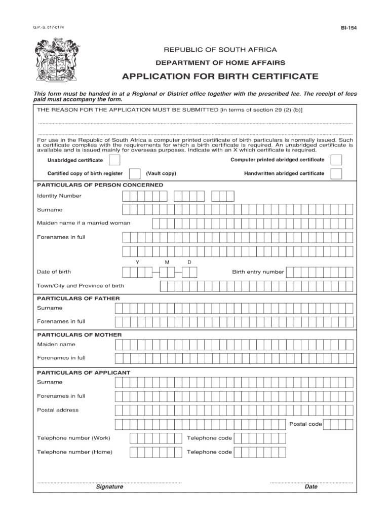 Unabridged Birth Certificate Application Form No Download Within South African Birth Certificate Template