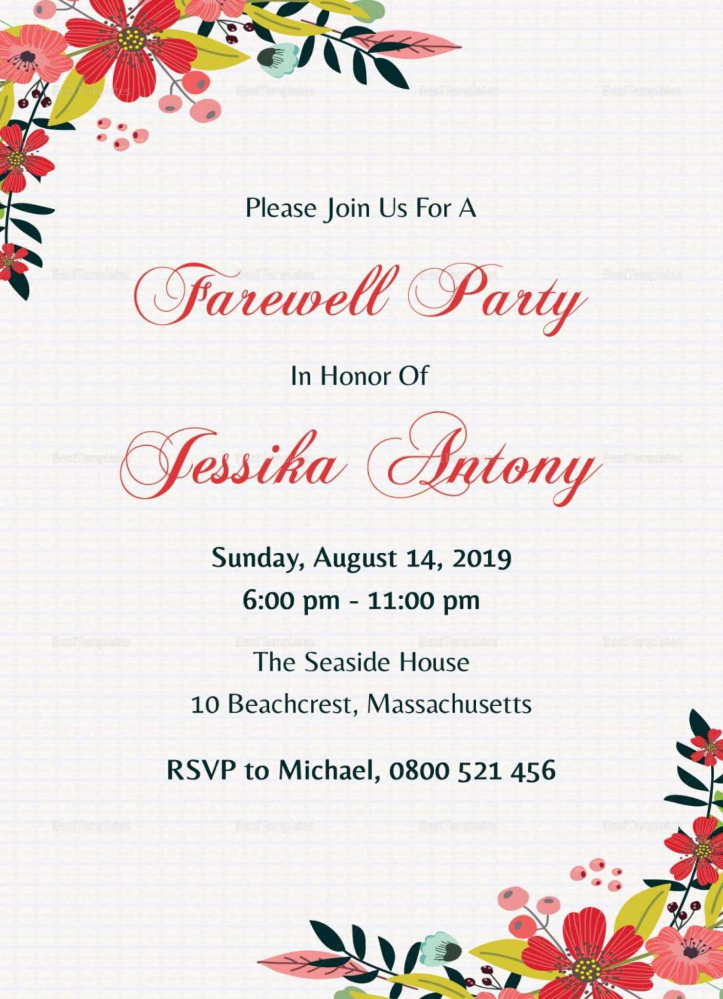 Unique Invitation Card For Teachers On Farewell Party pertaining to ...