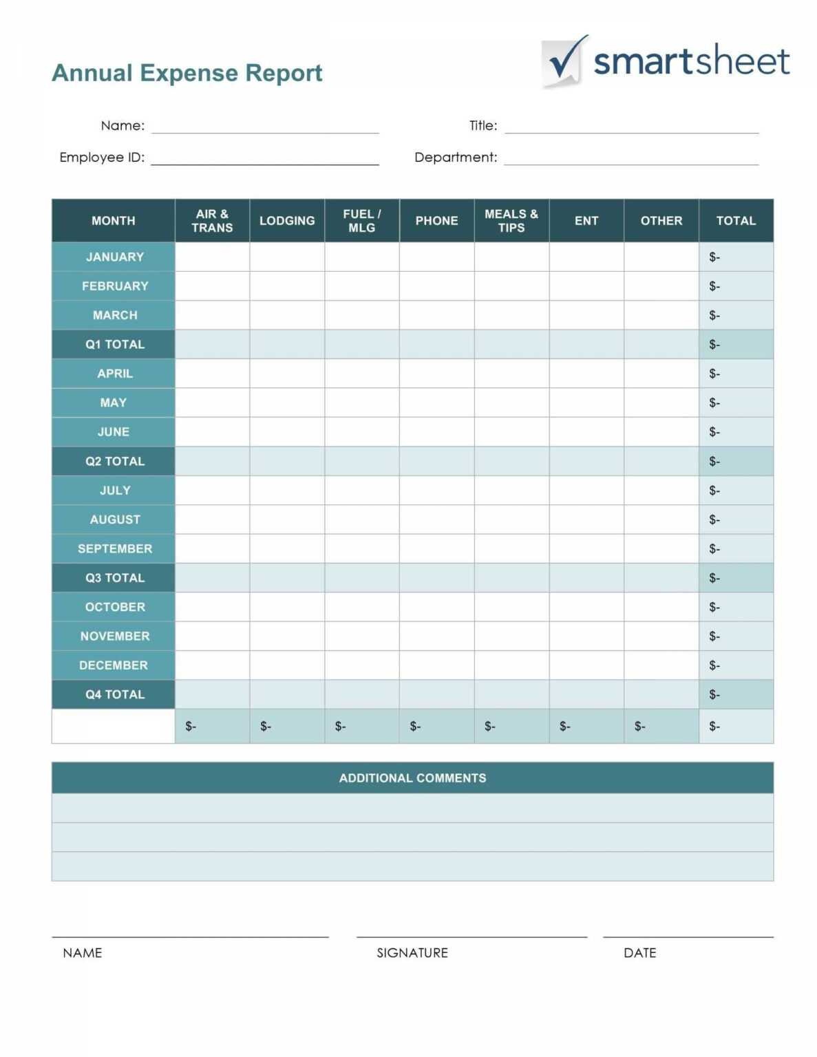 monthly expense report excel template