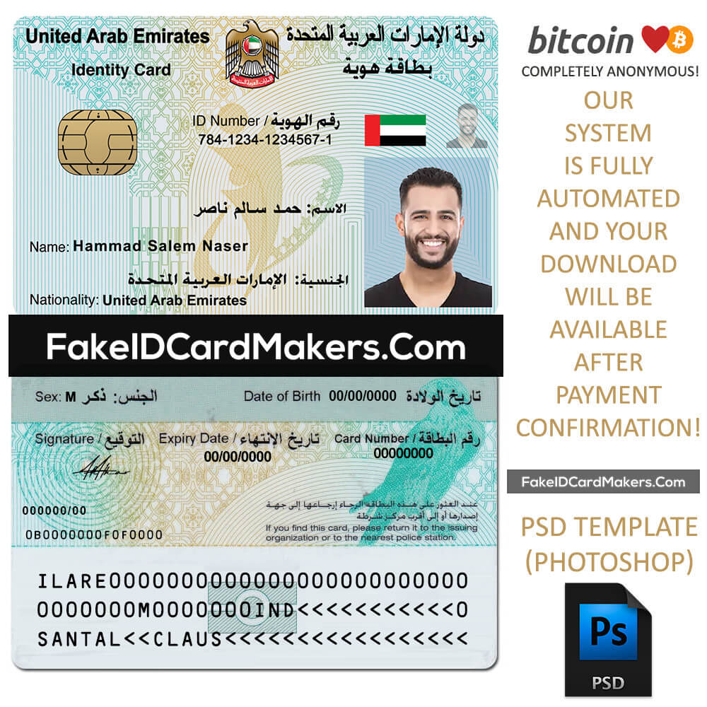 United Arab Emirates Id Card Template Psd [Proof Of Identity] For Florida Id Card Template
