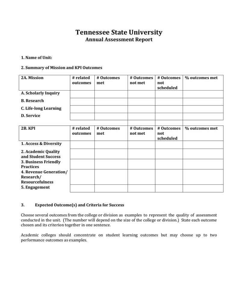 University Assessment And Improvement Report Writing Template In Data Quality Assessment Report Template