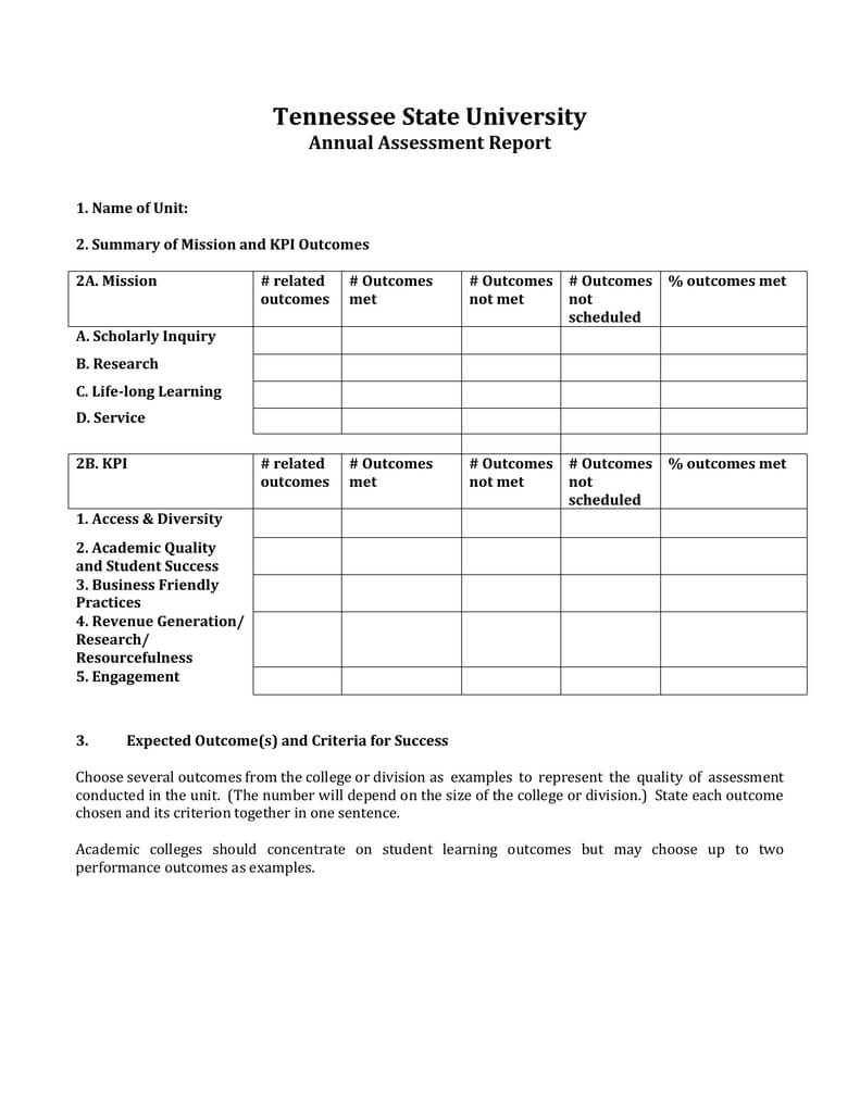 University Assessment And Improvement Report Writing Template With Regard To Improvement Report Template