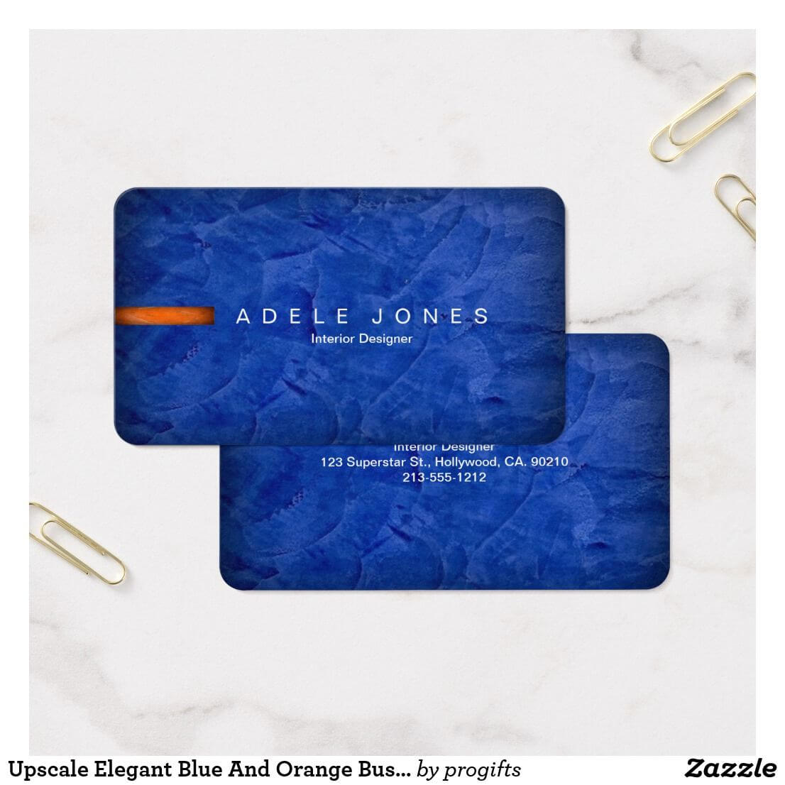 Upscale Elegant Blue And Orange Business Card | Zazzle With Plastering Business Cards Templates