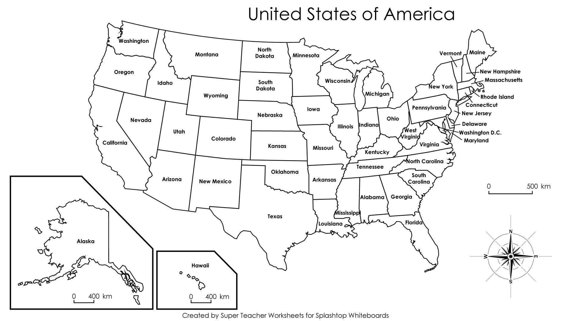 Us Map With States Labeled Printable New United States Map Pertaining To United States Map Template Blank
