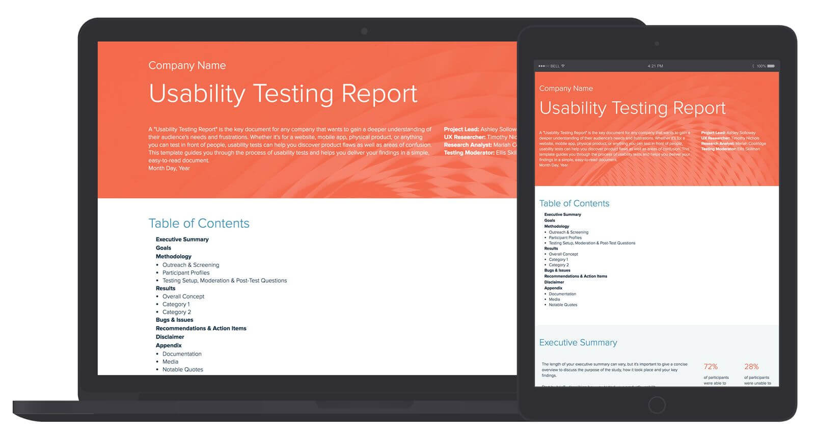 Usability Testing Report Template And Examples | Usability For Test Summary Report Template