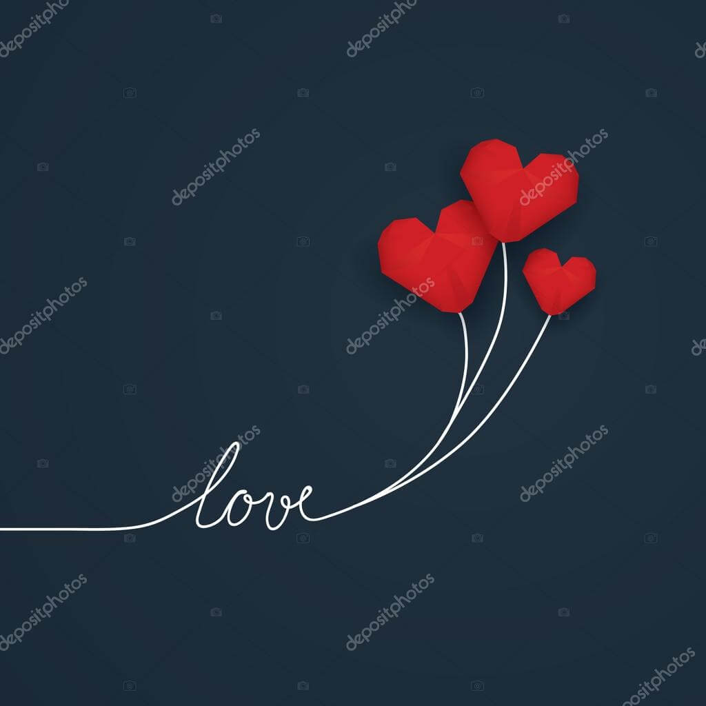 Valentine Card Template With Handwritten Word Love And Red With Valentine Card Template Word
