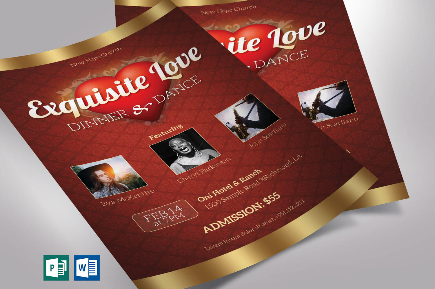 Valentines Dinner Dance Flyer Word Publisher Template On Behance Within Dance Flyer Template Word