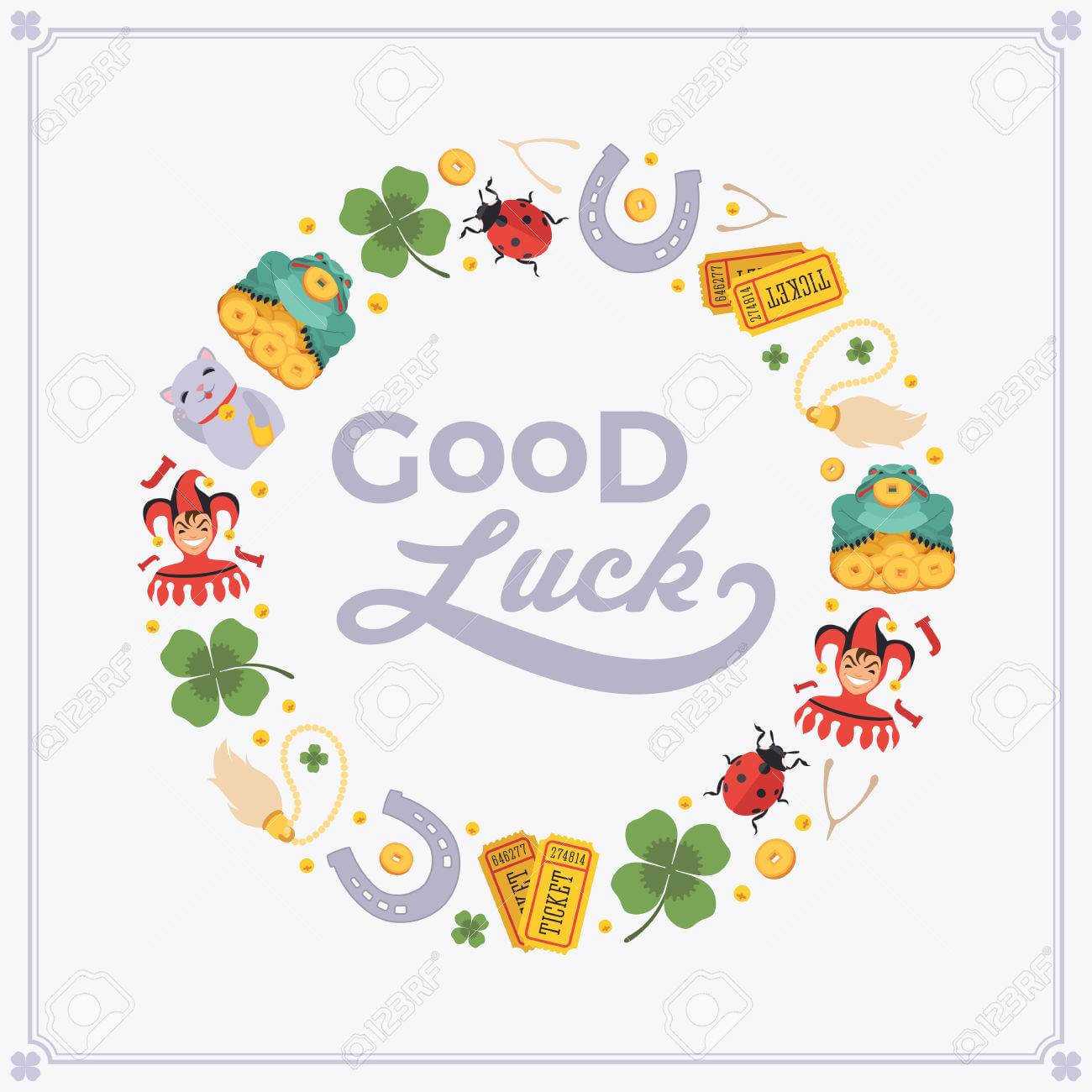 Vector Decorating Design Made Of Lucky Charms, And The Words.. In Good Luck Card Templates