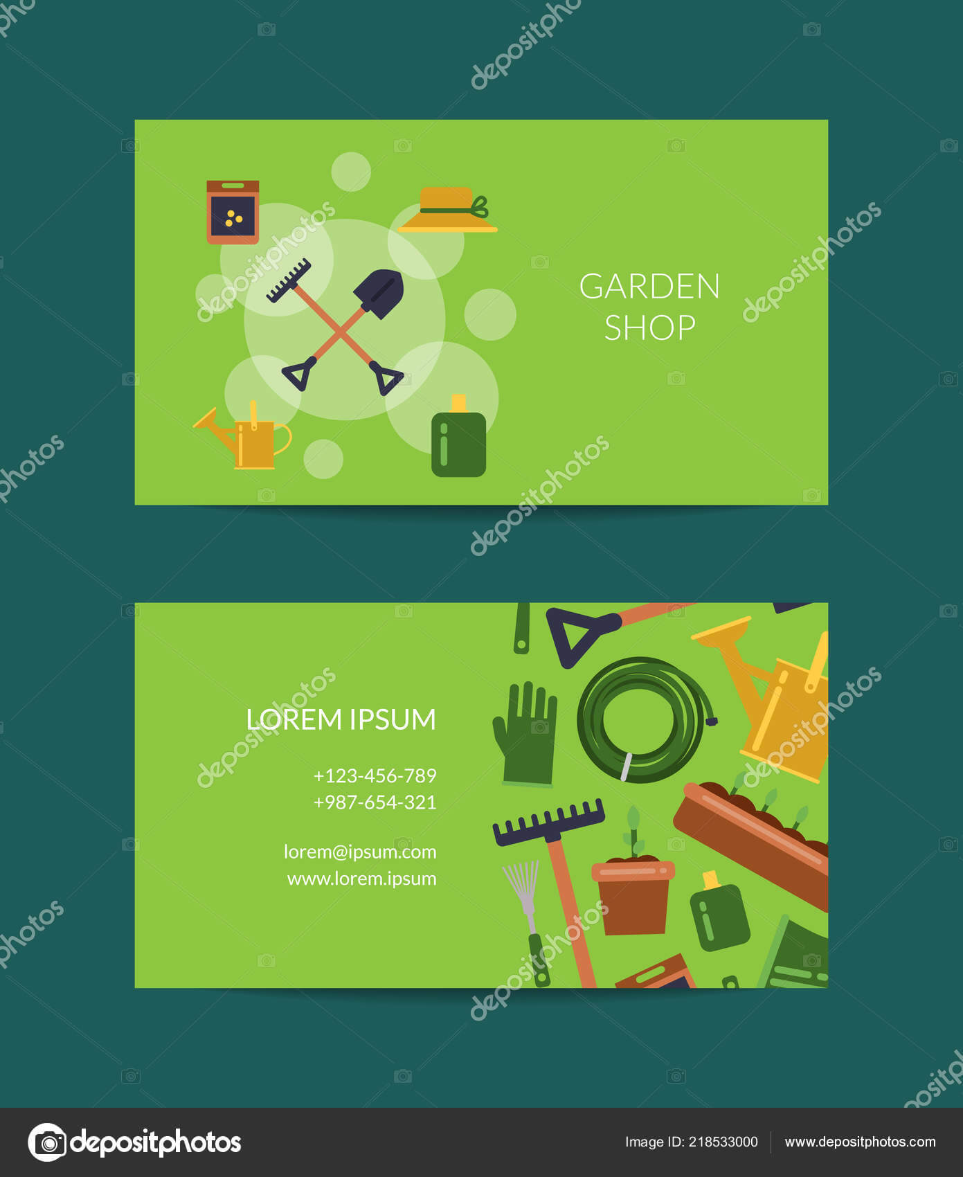 Vector Flat Gardening Icons Business Card — Stock Vector For Gardening Business Cards Templates