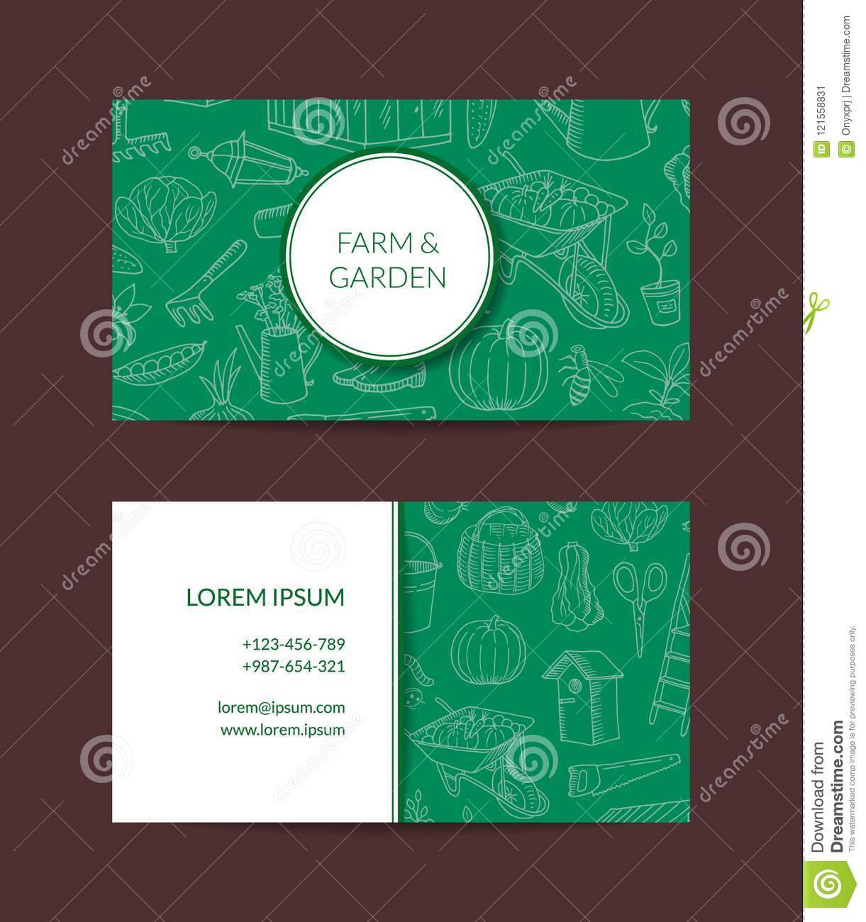 Vector Gardening Doodle Icons Business Card Stock Vector In Gardening Business Cards Templates