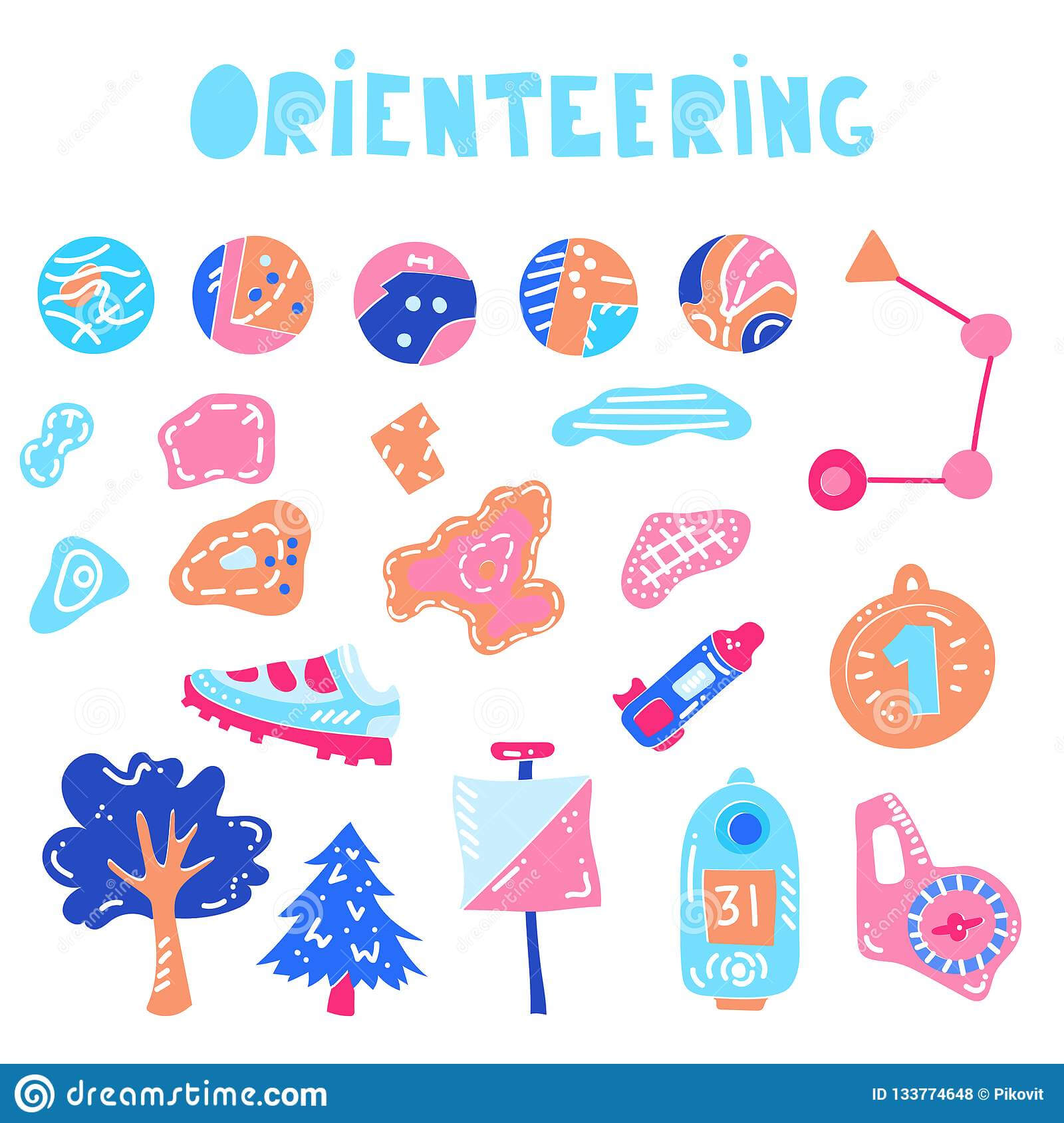 Vector Illustration Of Orienteering Map Signs Stock Vector Intended For Orienteering Control Card Template