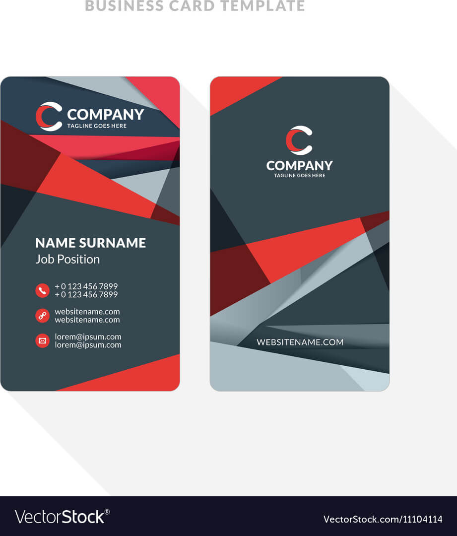 Vertical Double Sided Business Card Template With With Double Sided Business Card Template Illustrator