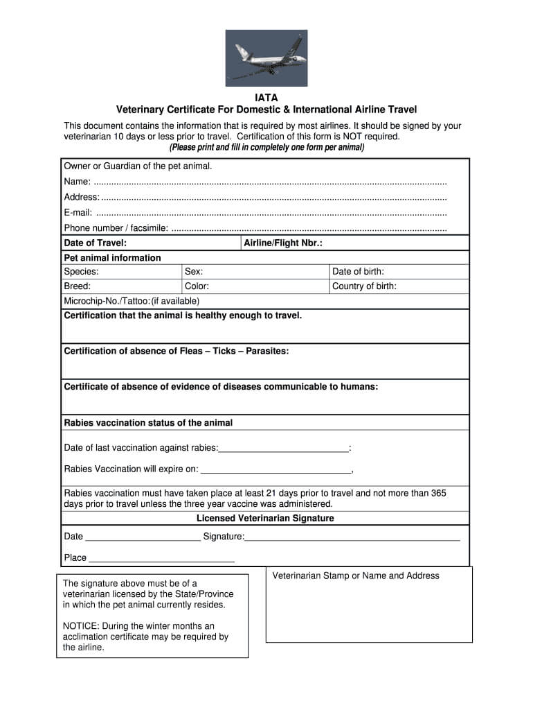 Veterinary Certificate – Fill Online, Printable, Fillable Inside Rabies Vaccine Certificate Template