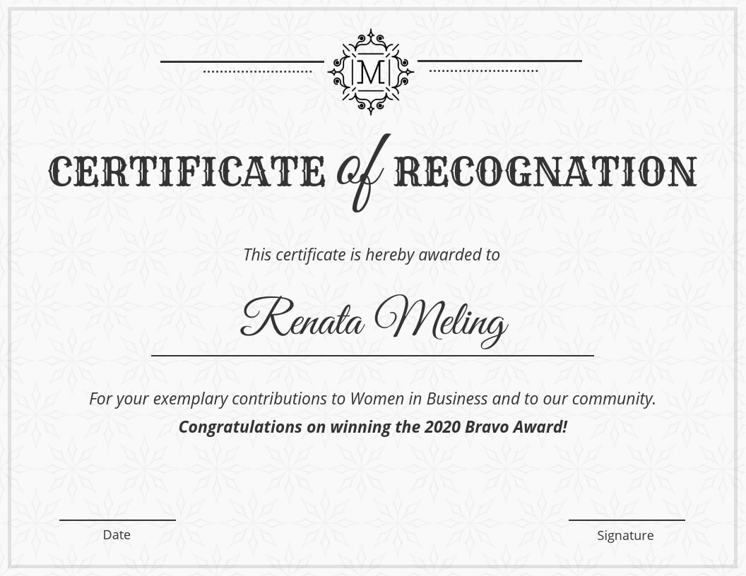 Vintage Certificate Of Recognition Template Inside Template For Recognition Certificate