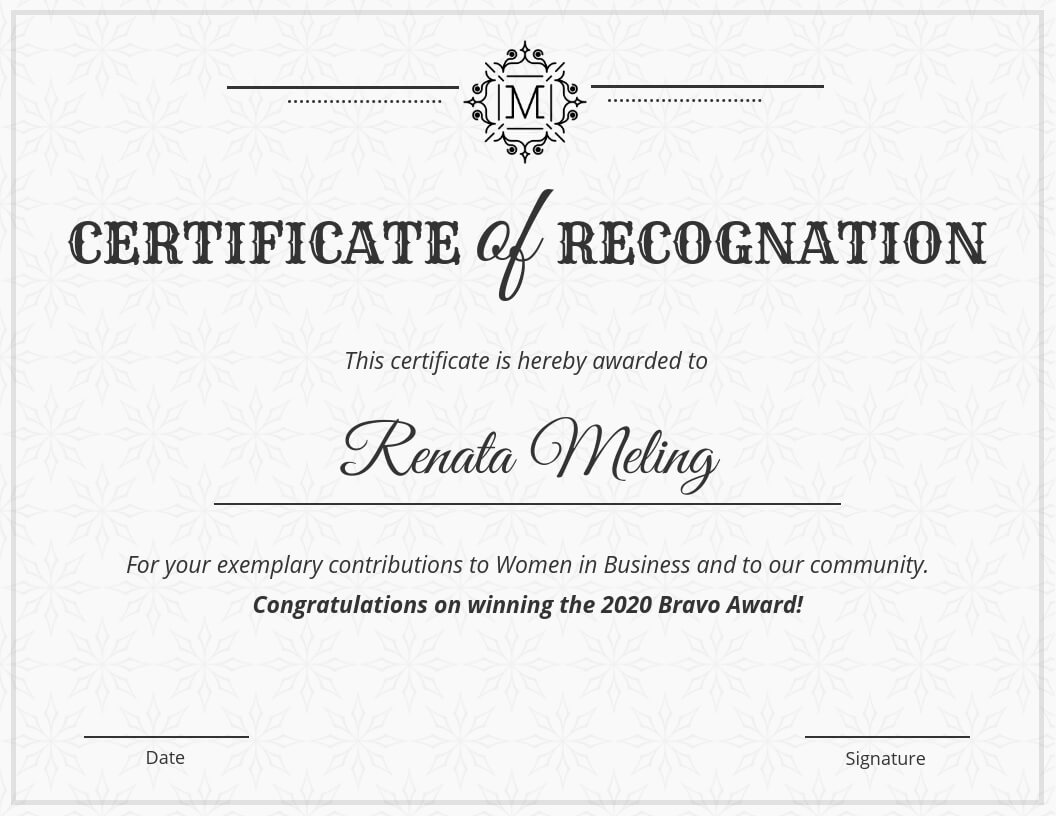 Vintage Certificate Of Recognition Template Within Hayes Certificate Templates