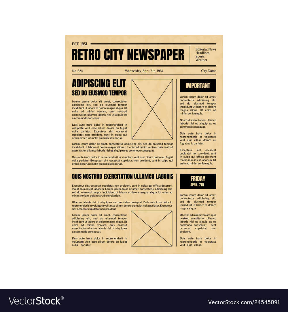 Vintage Newspaper Template Sheet Old Style Design With Regard To Old Blank Newspaper Template