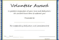 Volunteer Award Certificate Template - Sample Templates regarding Safety Recognition Certificate Template