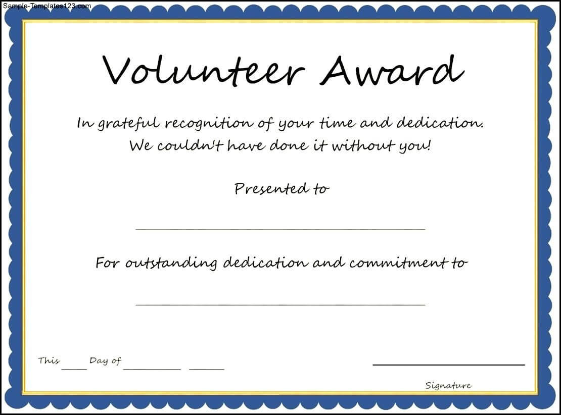 Volunteer Certificate Templates Free Download | Curriculum Inside Volunteer Of The Year Certificate Template