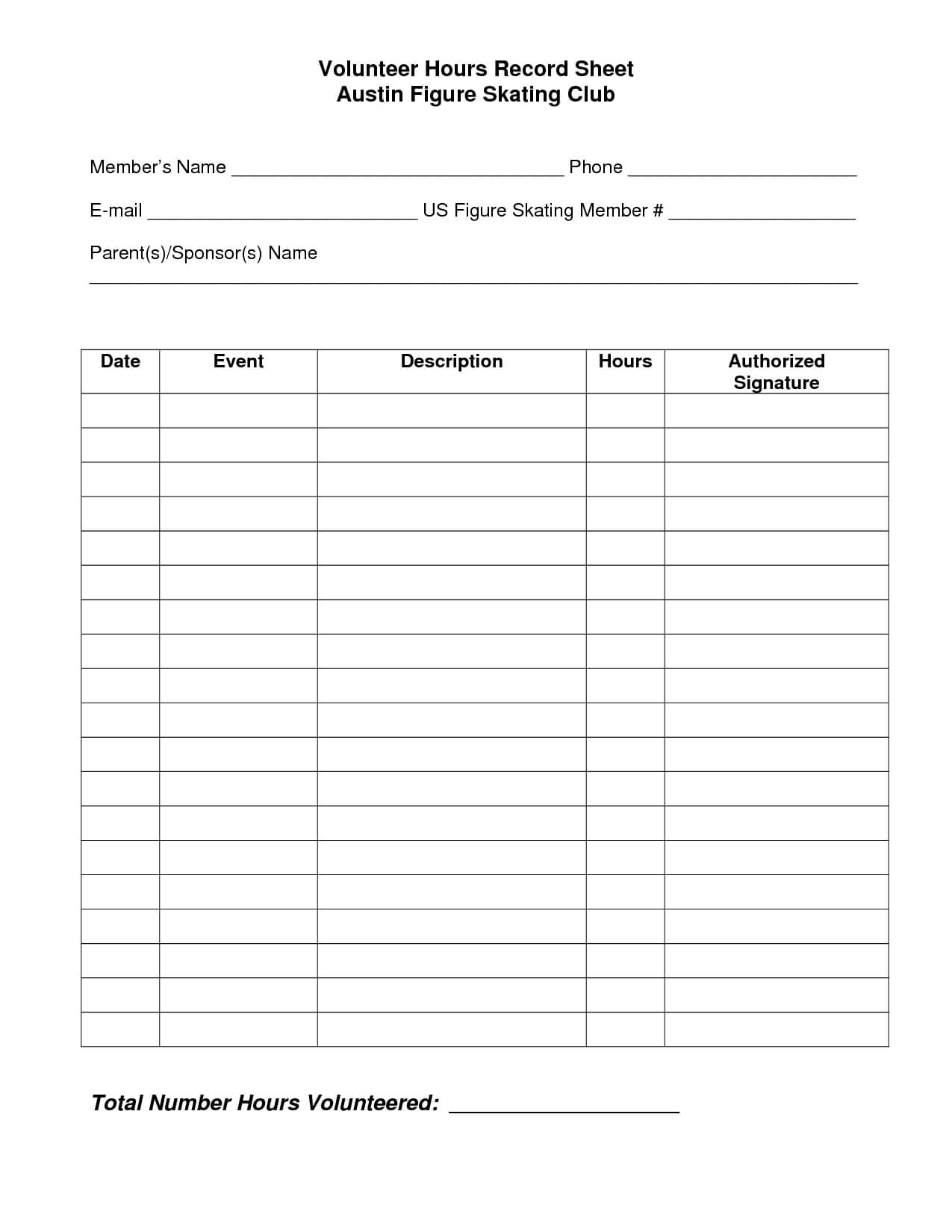 Volunteer Hours Log Sheet Template | Sign In Sheet Template Throughout Volunteer Report Template