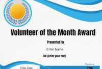 Volunteer Of The Month Certificate Template | Certificate inside Volunteer Of The Year Certificate Template