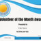 Volunteer Of The Month Certificate Template | Certificate inside Volunteer Of The Year Certificate Template