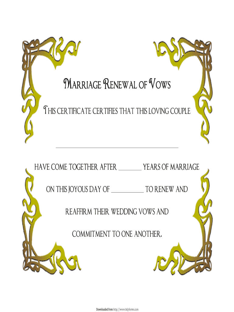 Vow Renewal Certificate Templates – Fill Online, Printable In Blank Marriage Certificate Template