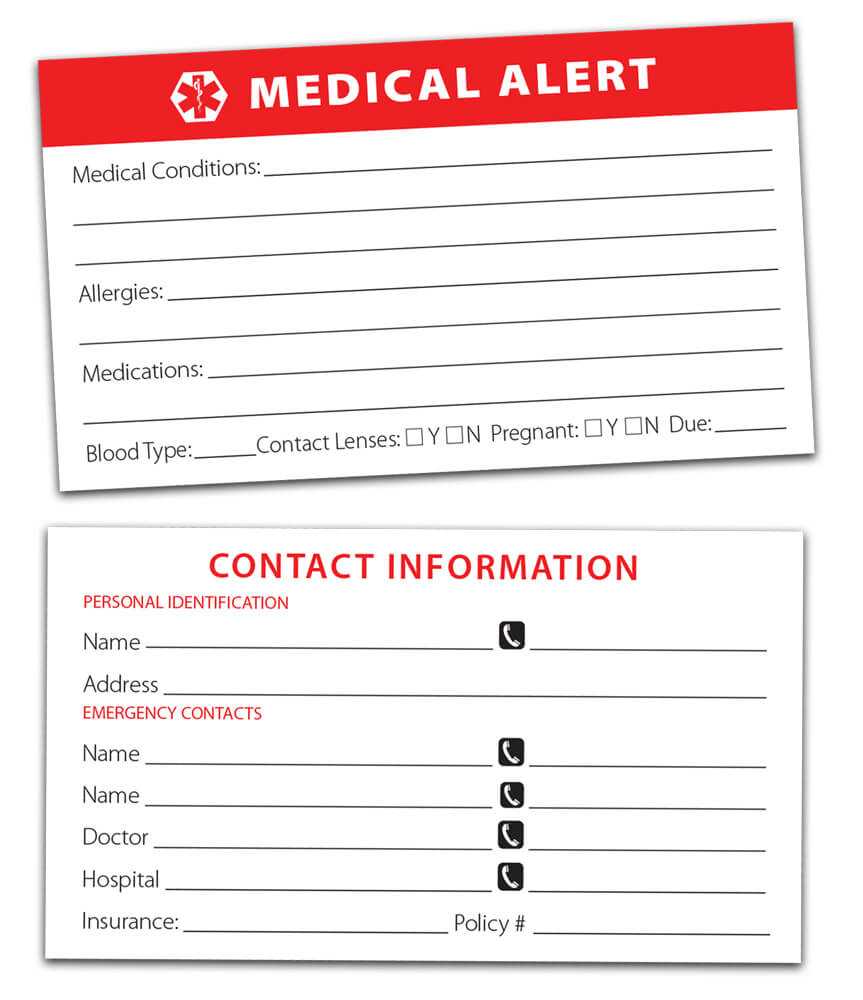 Medical Alert Wallet Card Template Professional Sample Template