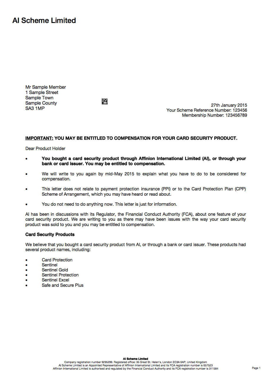 Warning: Don't Throw Sentinel Redress Letters Away With Ppi Claim Letter Template For Credit Card