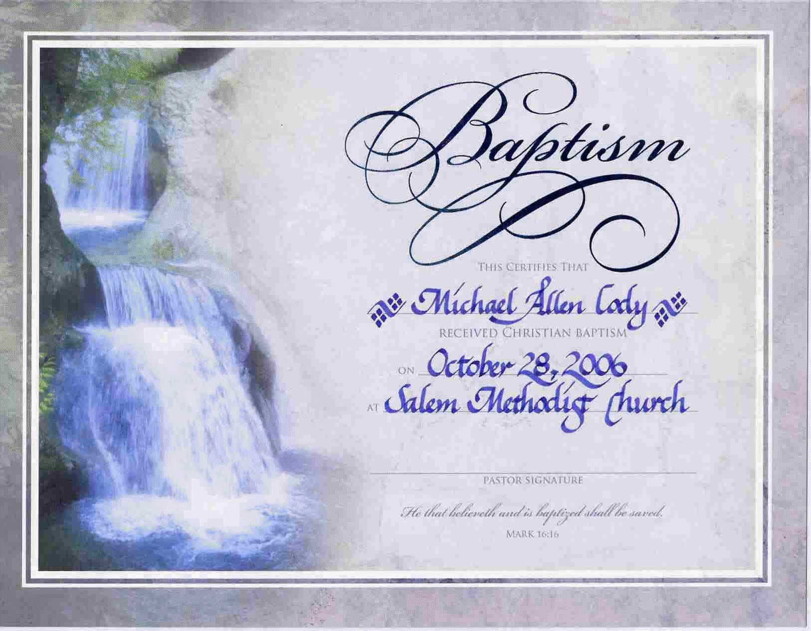 Water Baptism Certificate Templateencephaloscom Intended For Baptism 