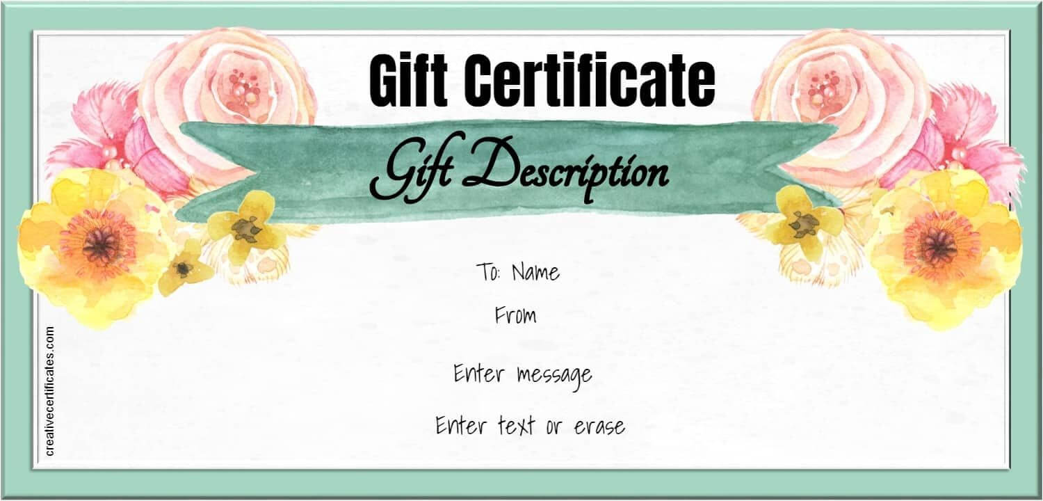 Watercolor Gift Certificate Template | Gift Certificate With Regard To Massage Gift Certificate Template Free Printable