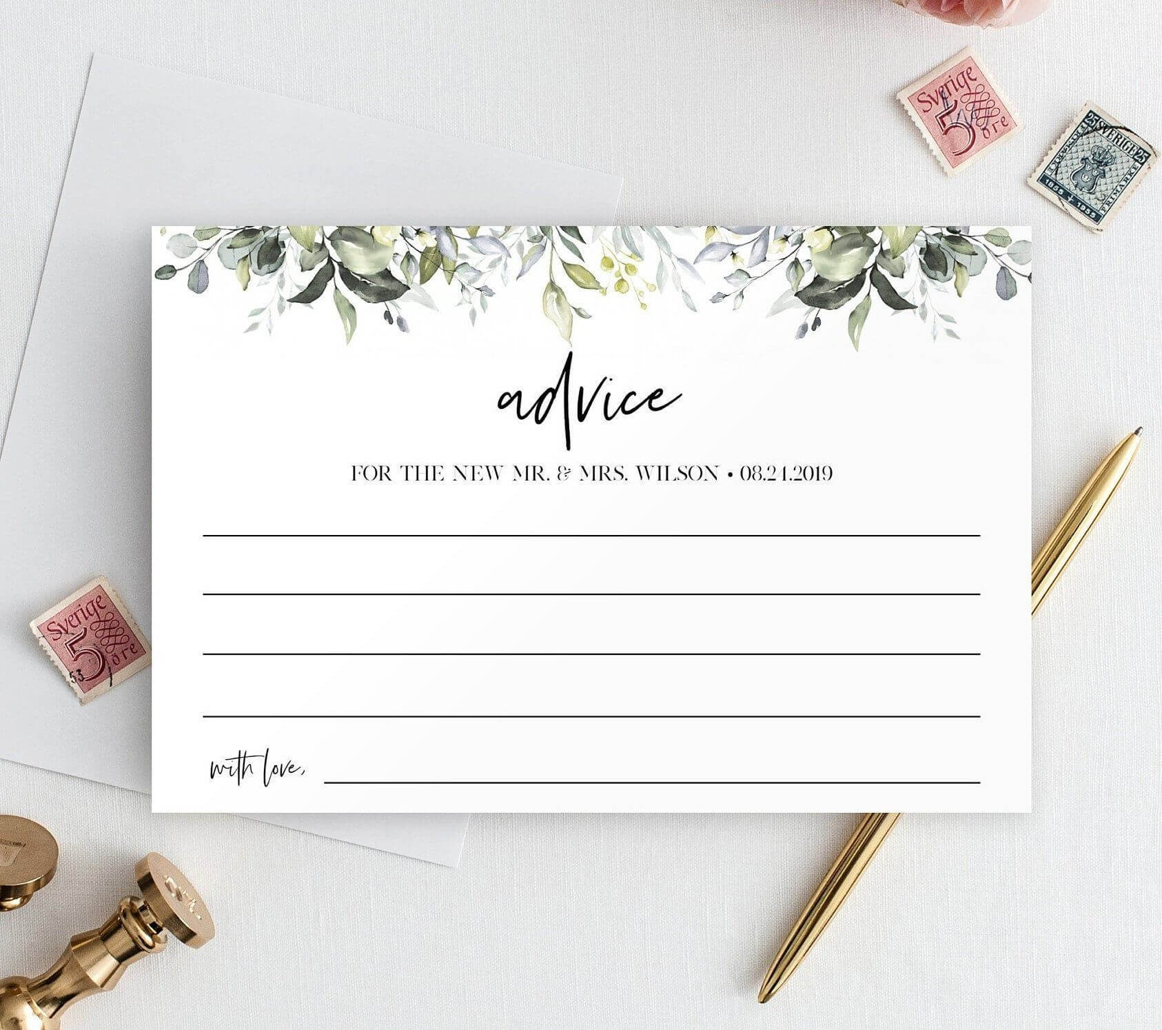 Wedding Advice Card Template, Well Wishes Printable Pertaining To Marriage Advice Cards Templates