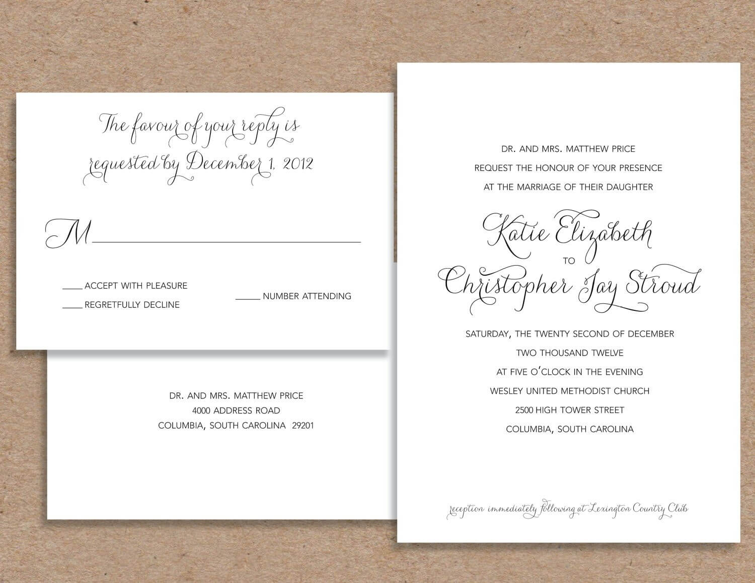 Wedding Invitation Acceptance Letter | Invitation Templates Pertaining To Acceptance Card Template