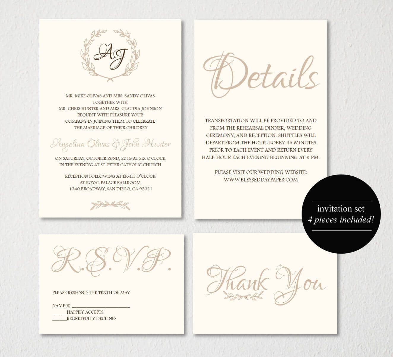 Wedding Invitation Printable/wedding Invitation Template Pertaining To Wedding Card Size Template