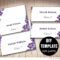 Wedding Placecard Template Foldover, Diy Purple Place Cards Within Fold Over Place Card Template