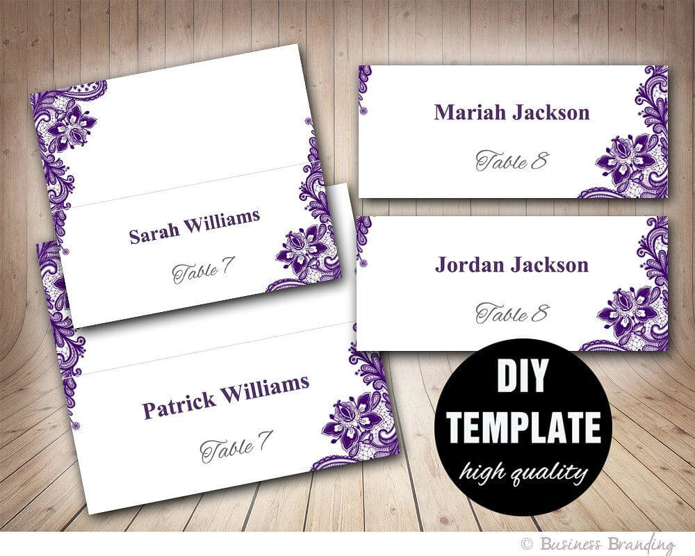 Wedding Placecard Template Foldover, Diy Purple Place Cards Within Fold Over Place Card Template