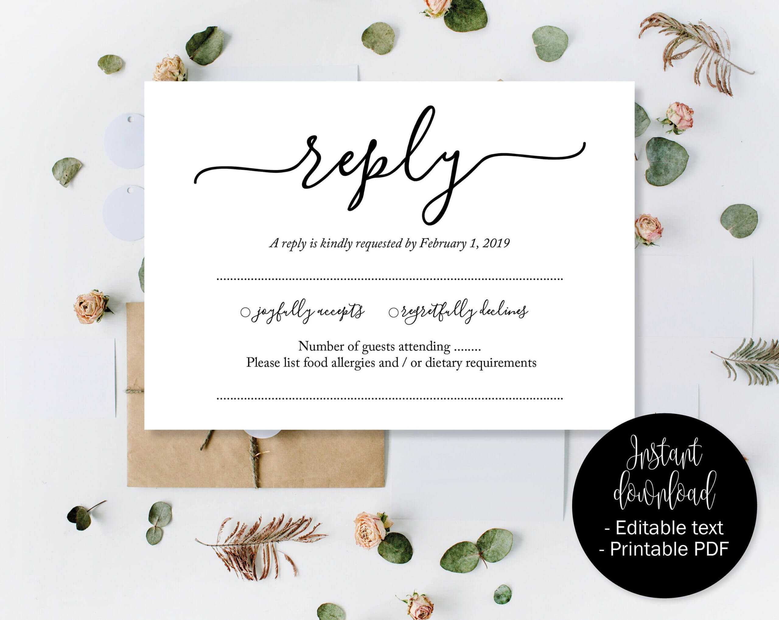 Wedding Rsvp Cards, Wedding Reply Attendance Acceptance For Acceptance Card Template