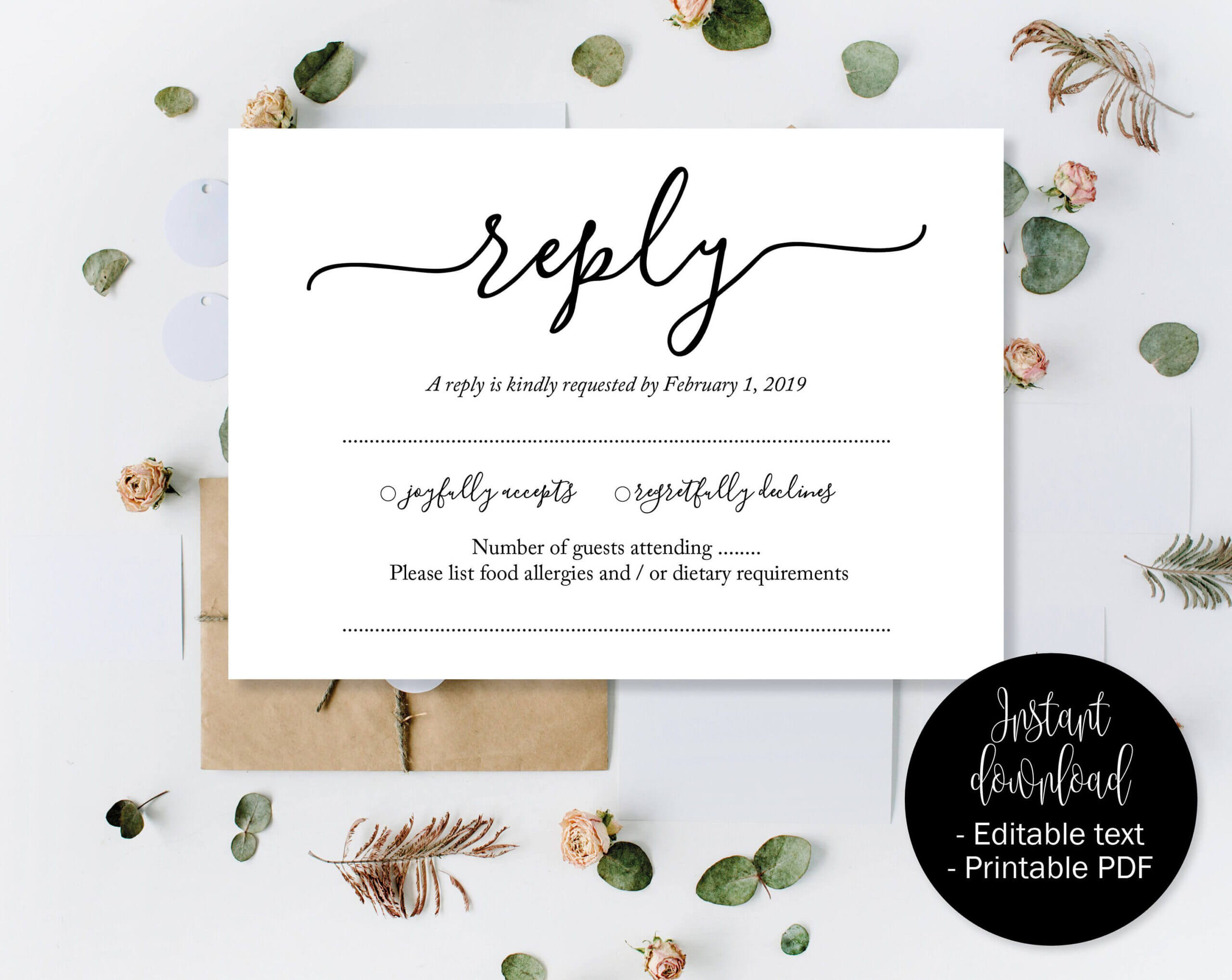 Wedding Rsvp Cards, Wedding Reply Attendance Acceptance Throughout Template For Rsvp Cards For Wedding