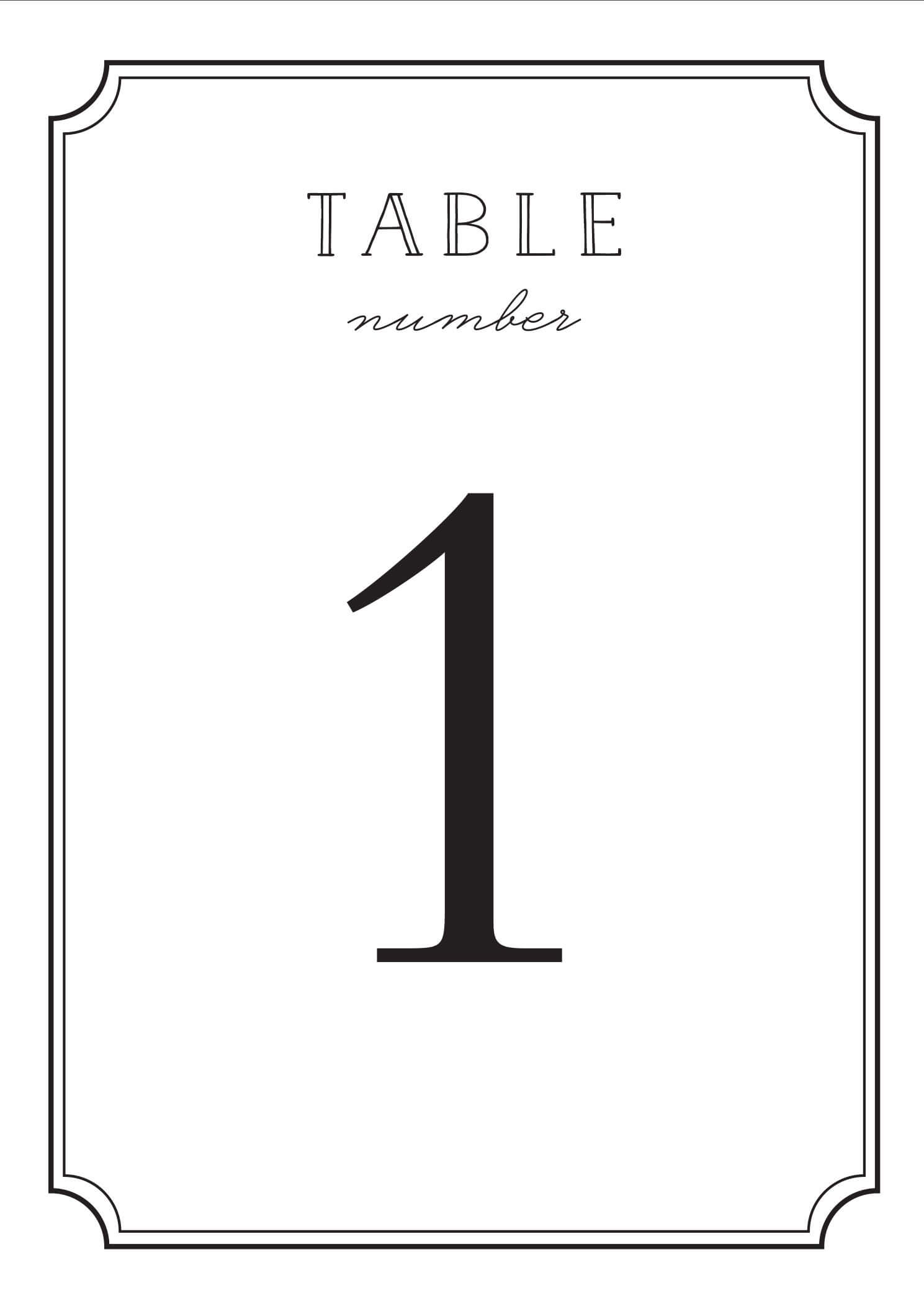 Wedding Table Numbers | Printable Pdfbasic Invite In Table Number Cards Template