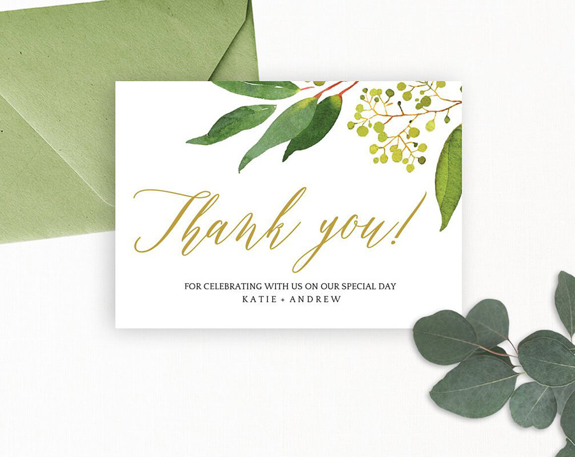 Wedding Thank You Card Editable Template – Free Print Within Template For Wedding Thank You Cards